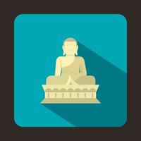 Sitting Buddha, South Korea icon, flat style vector