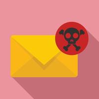 Danger fraud mail icon, flat style vector