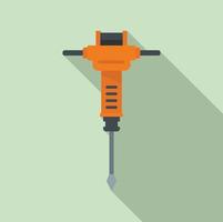 Construction hammer drill icon, flat style vector