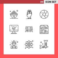 9 Icon Pack Line Style Outline Symbols on White Background Simple Signs for general designing vector