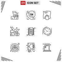 9 Icons Line Style Grid Based Creative Outline Symbols for Website Design Simple Line Icon Signs Isolated on White Background 9 Icon Set vector