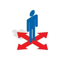 Man at crossroads icon, isometric 3d style vector