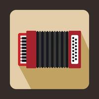 Red accordion icon, flat style vector
