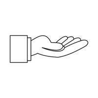 Outstretched hand gesture icon, outline style vector