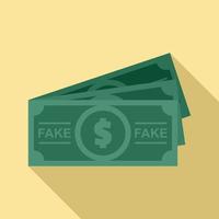 icono de dinero en efectivo falso, estilo plano vector