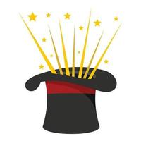 Hat and firework icon, cartoon style. vector