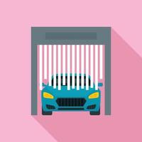 Car exit from wash garage icon, flat style vector