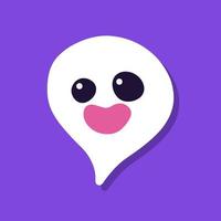 Cute cartoon ghost on purple background. vector