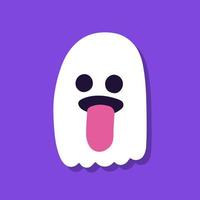 Cute cartoon ghost on purple background. vector