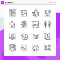 Set of 16 icons in Line style Creative Outline Symbols for Website Design and Mobile Apps Simple Line Icon Sign Isolated on White Background 16 Icons vector