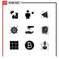9 General Icons for website design print and mobile apps 9 Glyph Symbols Signs Isolated on White Background 9 Icon Pack