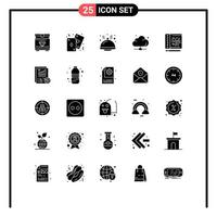 Mobile Interface Solid Glyph Set of 25 Pictograms of process technology dome server data Editable Vector Design Elements