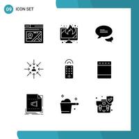 9 User Interface Solid Glyph Pack of modern Signs and Symbols of remote selection chatting focus choice Editable Vector Design Elements