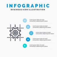 equipo de configuración línea de computación plantilla de infografía azul plantilla de icono de línea de vector de 5 pasos