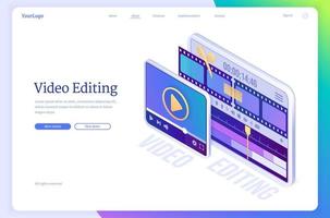 Vector banner of video editing software