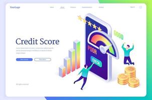 Credit score mobile application with rating scale vector