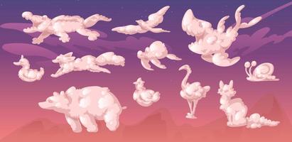 Clouds in shape of animals on sunset sky vector