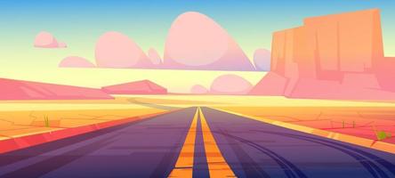 Road in desert scenery landscape with rocks, way vector