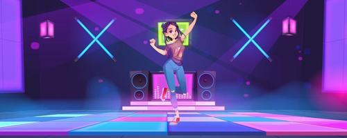 encantadora chica baila en la fiesta disco club nocturno, bailando