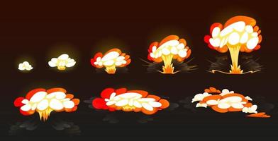 Cartoon bomb explosion storyboard, animation. vector