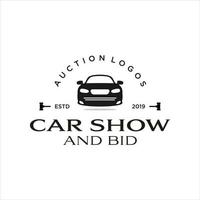 logotipo de oferta automotriz vintage o exhibición de autos e inspiración para subastas vector