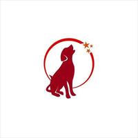 diseño de logotipo de cuidado de mascotas silueta de perro simple vector de color rojo para idea de plantilla de animal