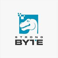 Internet logo simple tyrannosaurus head and Pixel vector