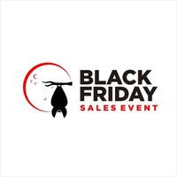 Simple Black Friday modern sale tag with bat template inspiration vector