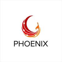 phoenix logo design with vibrant orange color template idea vector