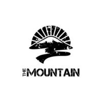 rustic grunge mountain logo in black color vector