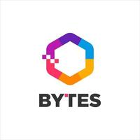 byte logo hexágono icono moderno color vibrante vector