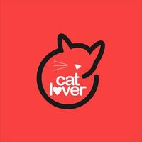 Cat Lover Logo Funny Pet Care vector