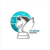 Pegasus logo flat illustration of knight chess vector