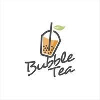 diseño de logotipo de té de burbujas leche fresca vector