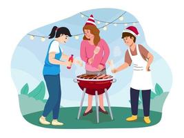 concepto de fiesta de barbacoa de año nuevo vector