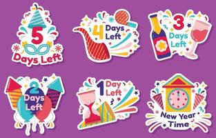 New Year Countdown Stickers vector