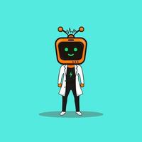 Cute illustration cartoon yellow television tv robot science character web sticker icon mascot logo vector