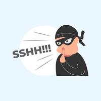 Cute flat illustration cartoon of thief hacker stealing data money for web sticker icon mascot logo vector