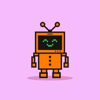 Cute illustration cartoon yellow television tv robot science character web sticker icon mascot logo vector