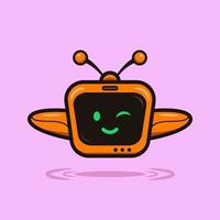 lindo ilustración dibujos animados amarillo televisión televisión robot ciencia carácter web pegatina icono mascota logo vector