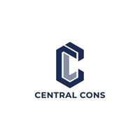 Abstract initial letter C or CC logo in blue color isolated in white background applied for construction management company logo also suitable for the brands or companies have initial name CC or C. vector