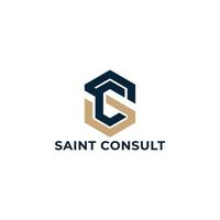 Abstract initial letter SC or CS logo in navy-gold color isolated in white background applied for business and consulting logo also suitable for the brands or companies have initial name CS or SC. vector