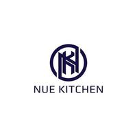 Abstract initial letter NK or KN logo in navy-blue color isolated in white background applied for cafe and bar logo also suitable for the brands or companies have initial name KN or NK. vector