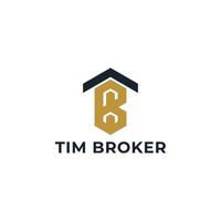 Abstract initial letter TB or BT logo in navy-gold color isolated in white background applied for mortgage broker logo also suitable for the brands or companies have initial name TB or BT. vector