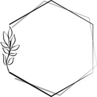 Hexagonal frame decorated with some plant leaves it is used in designs clip art and templates 2 vector