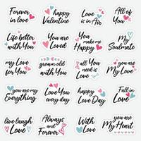 Set of Valentines day stickers and badges. vector