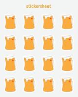 Collection of minimal beer stickers. Bullet journal stickers, planner, scrapbook stickers design. vector