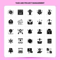 Solid 25 Task and Project Management Icon set Vector Glyph Style Design Black Icons Set Web and Mobile Business ideas design Vector Illustration