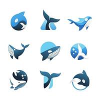 conjunto de elemento de logotipo de ballena vector