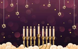 Happy Hanukkah Background With Golden Menorah vector